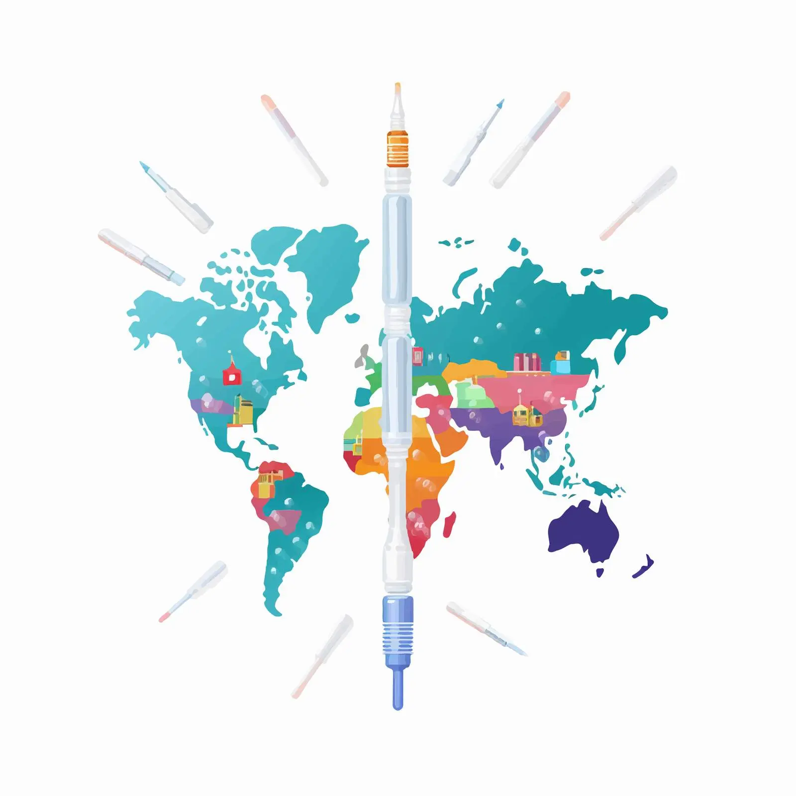 Global Vaccination Concept with Syringe and Plaster – free safety protocols image from Dotvec