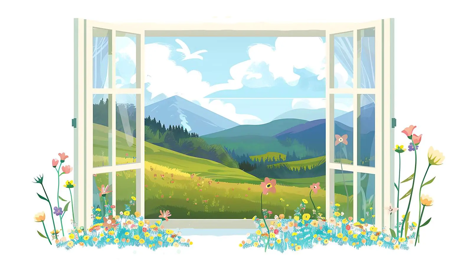 Scenic View from Country House Window – free clouds image from Dotvec