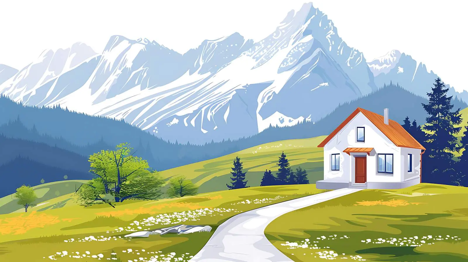 Scenic Country House with Mountain View — free download from Dotvec