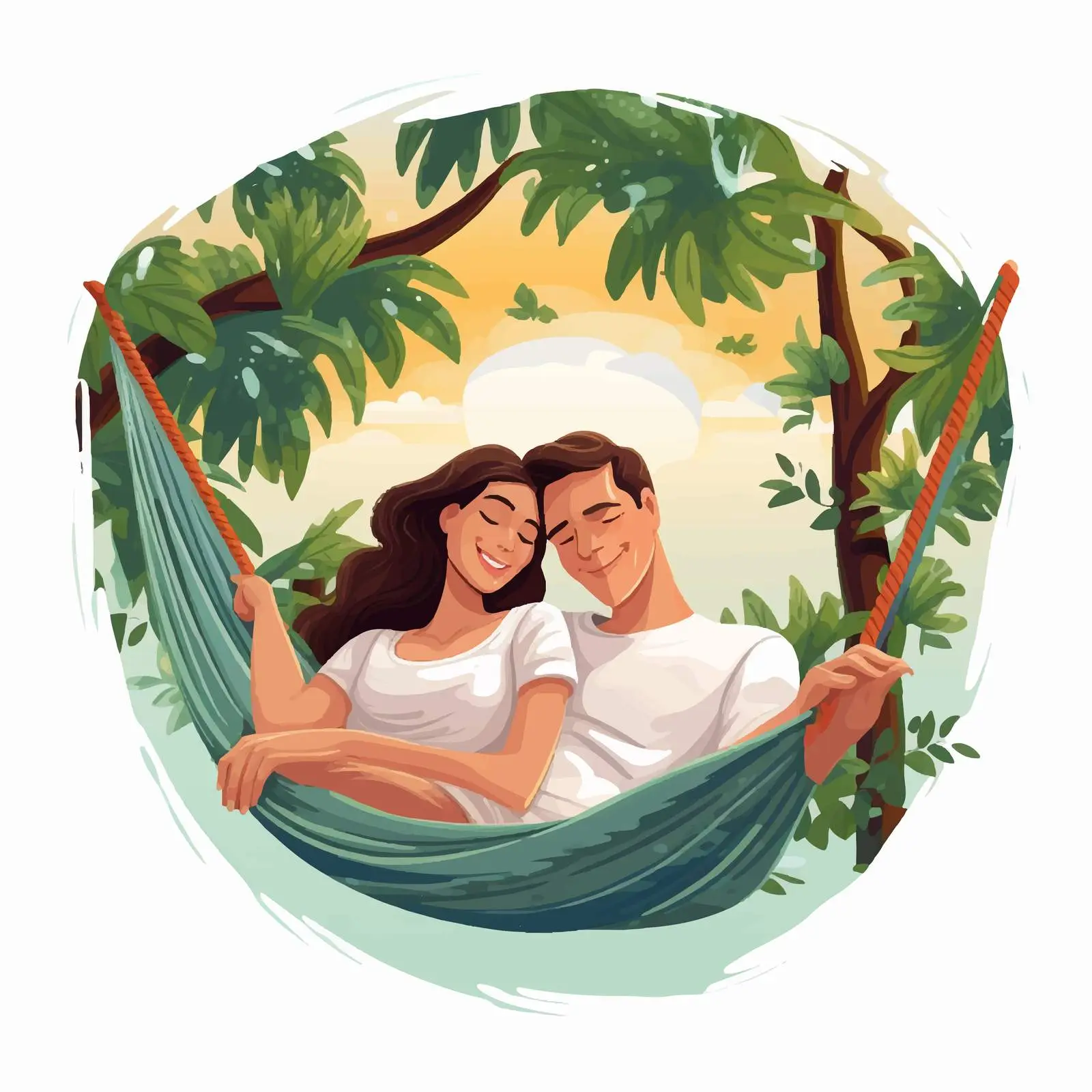 Couple Relaxing in Hammock Surrounded by Trees — free download from Dotvec