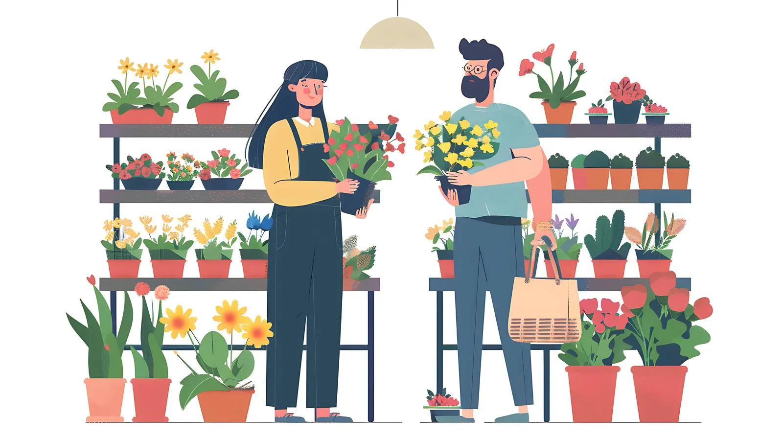 Couple Buying Flowers in Garden Center — free download from Dotvec