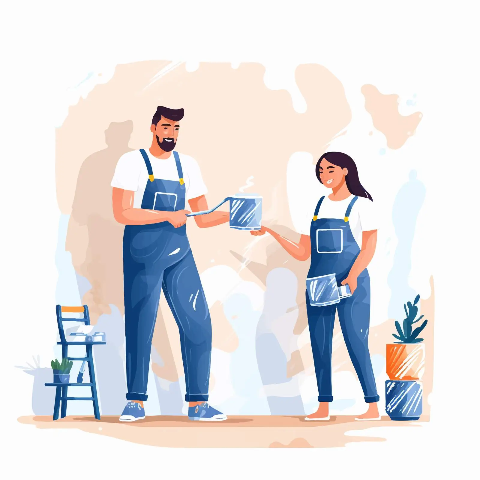 Couple Painting and Writing Advertising Concepts — free download from Dotvec