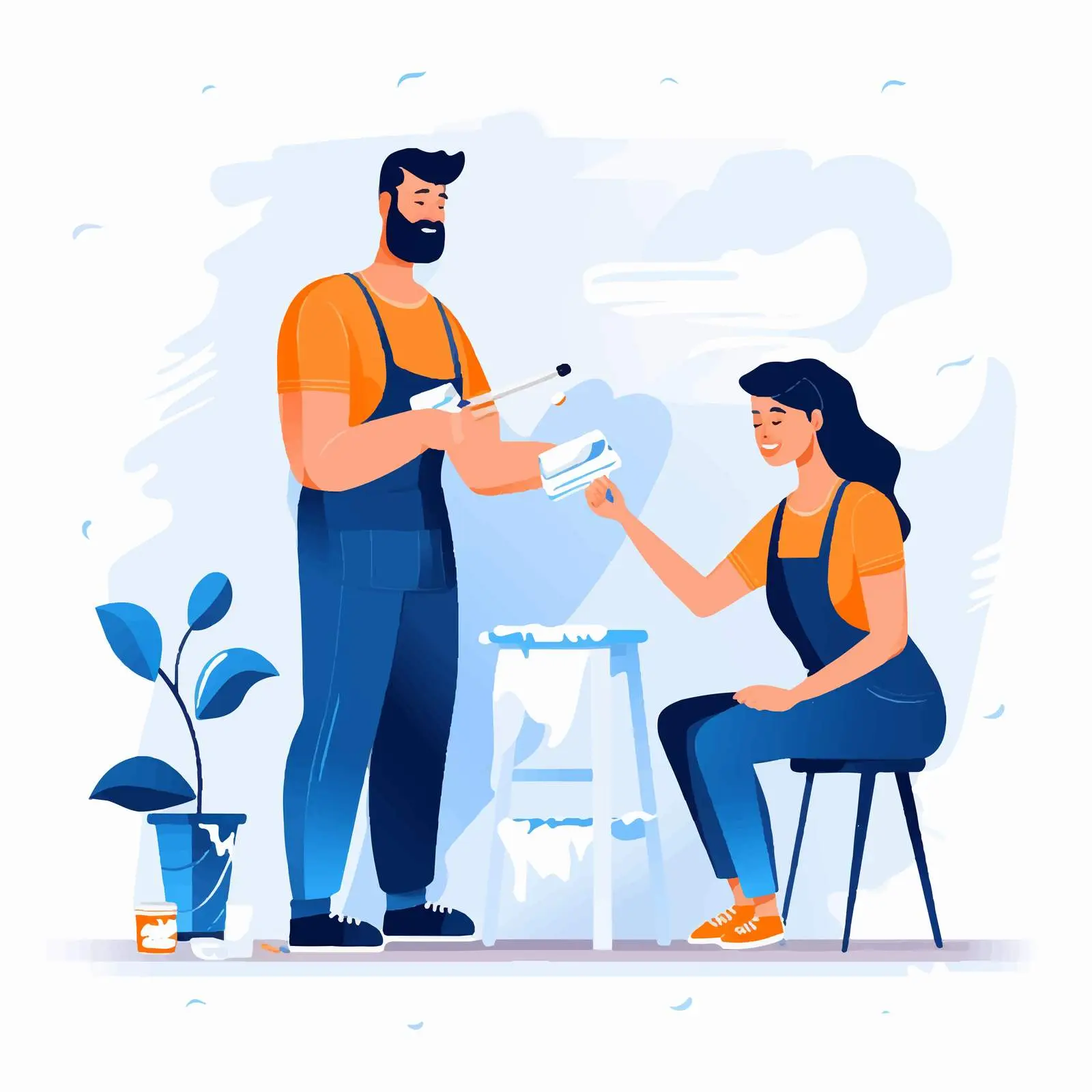 Couple Decorating Home with Paint and Creativity — free download from Dotvec