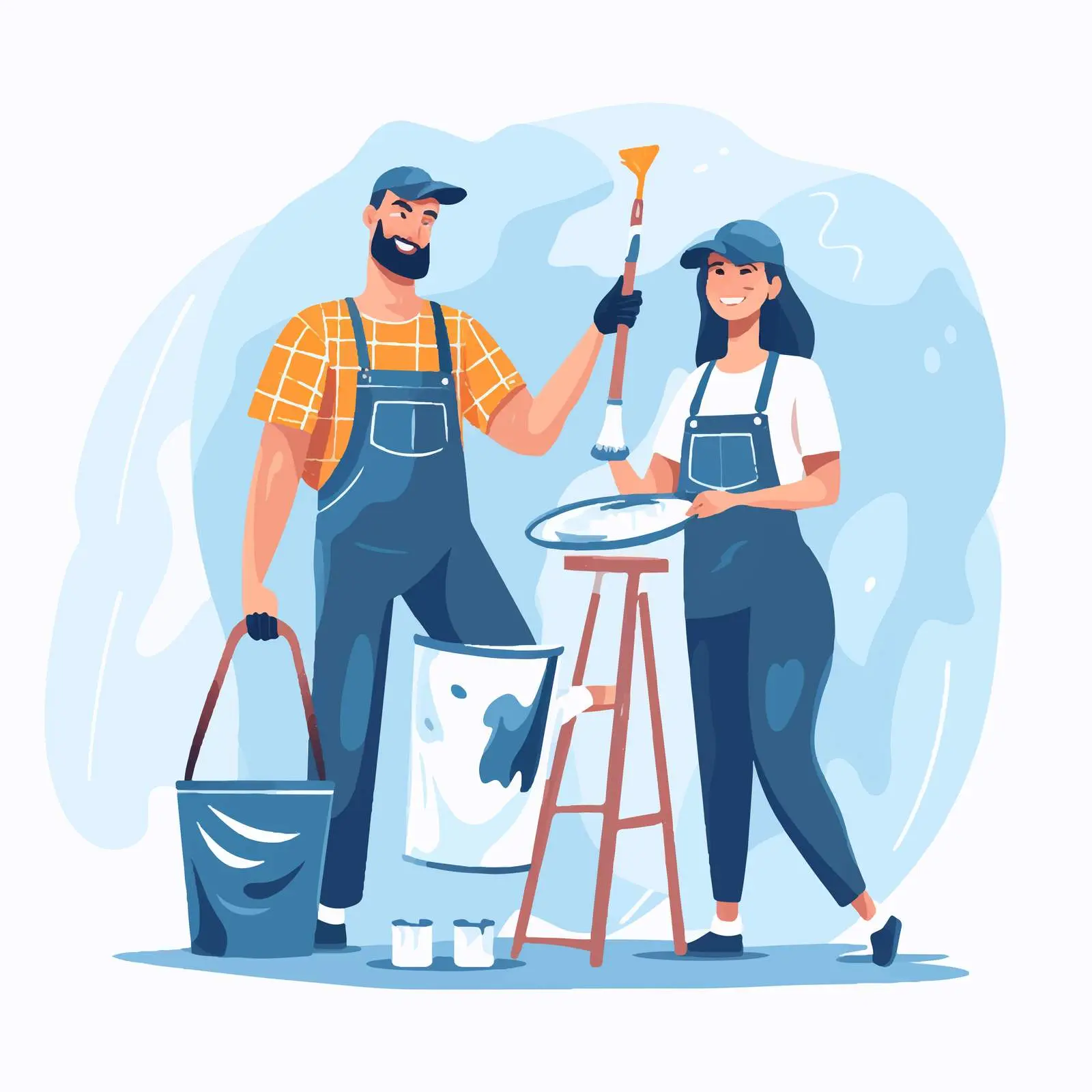 Couple Painting Together in Home Decor Setting — free download from Dotvec