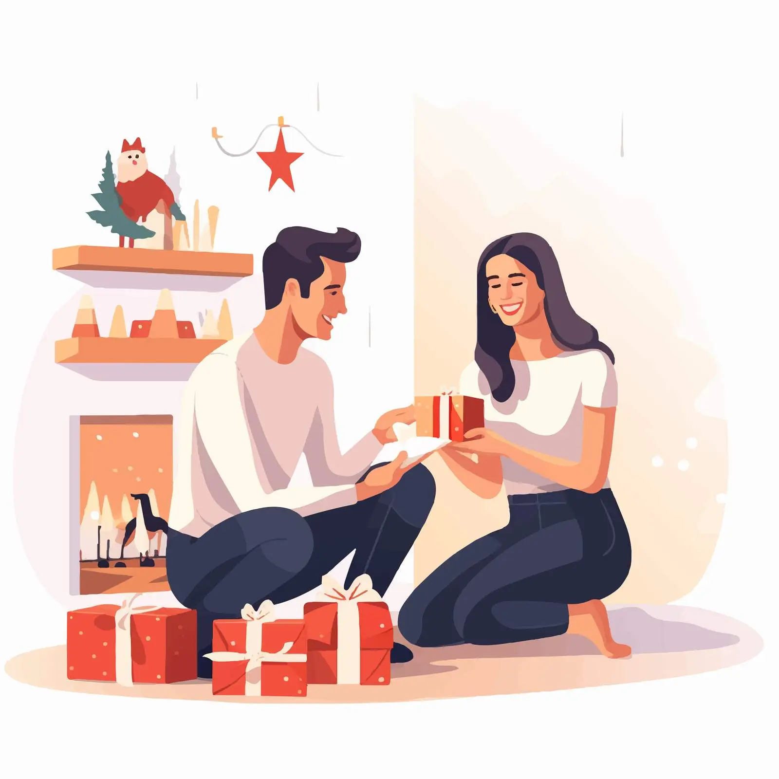Couple Exchanging Christmas Gifts Together – free love and affection image from Dotvec