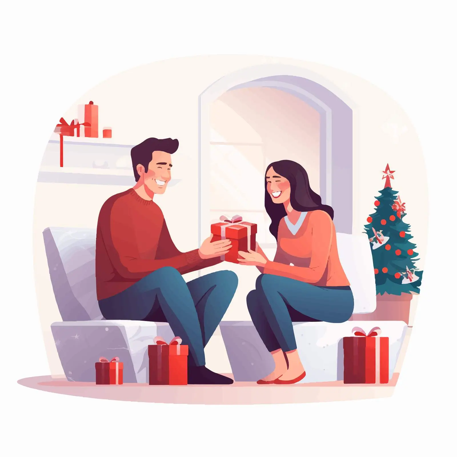 Couple Exchanging Christmas Gifts with Joy — free download from Dotvec