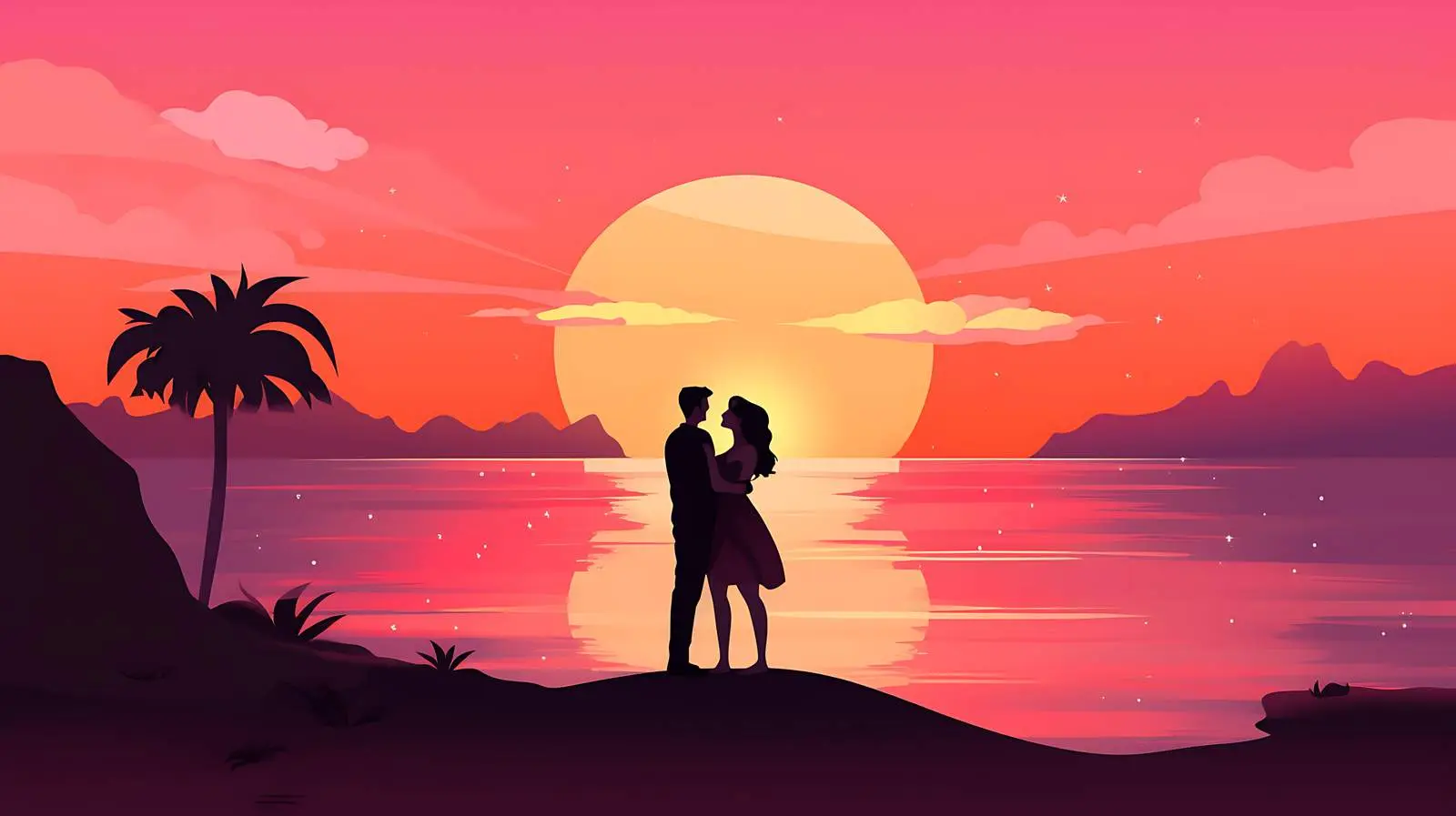 Romantic Sunset Hug by Ocean — free download from Dotvec