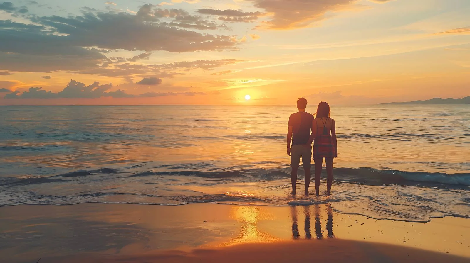 Romantic Sunset Beach Viewing Couple — free download from Dotvec