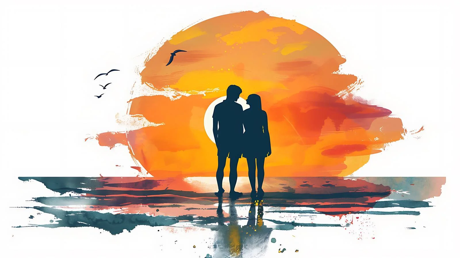 Romantic Sunset Beach Couple Watch Love — free download from Dotvec