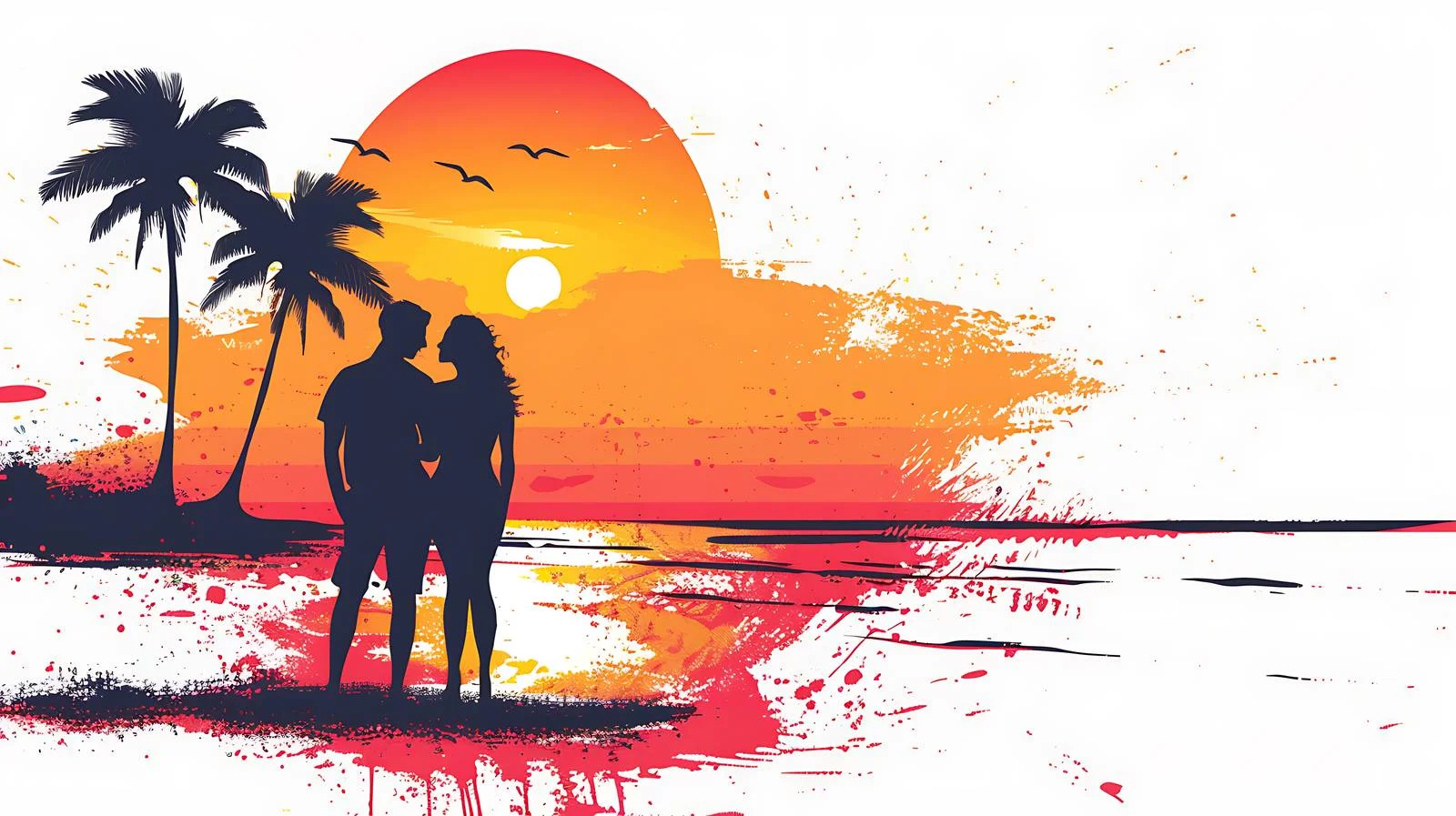 Romantic Sunset Beach Couple Watching Together — free download from Dotvec