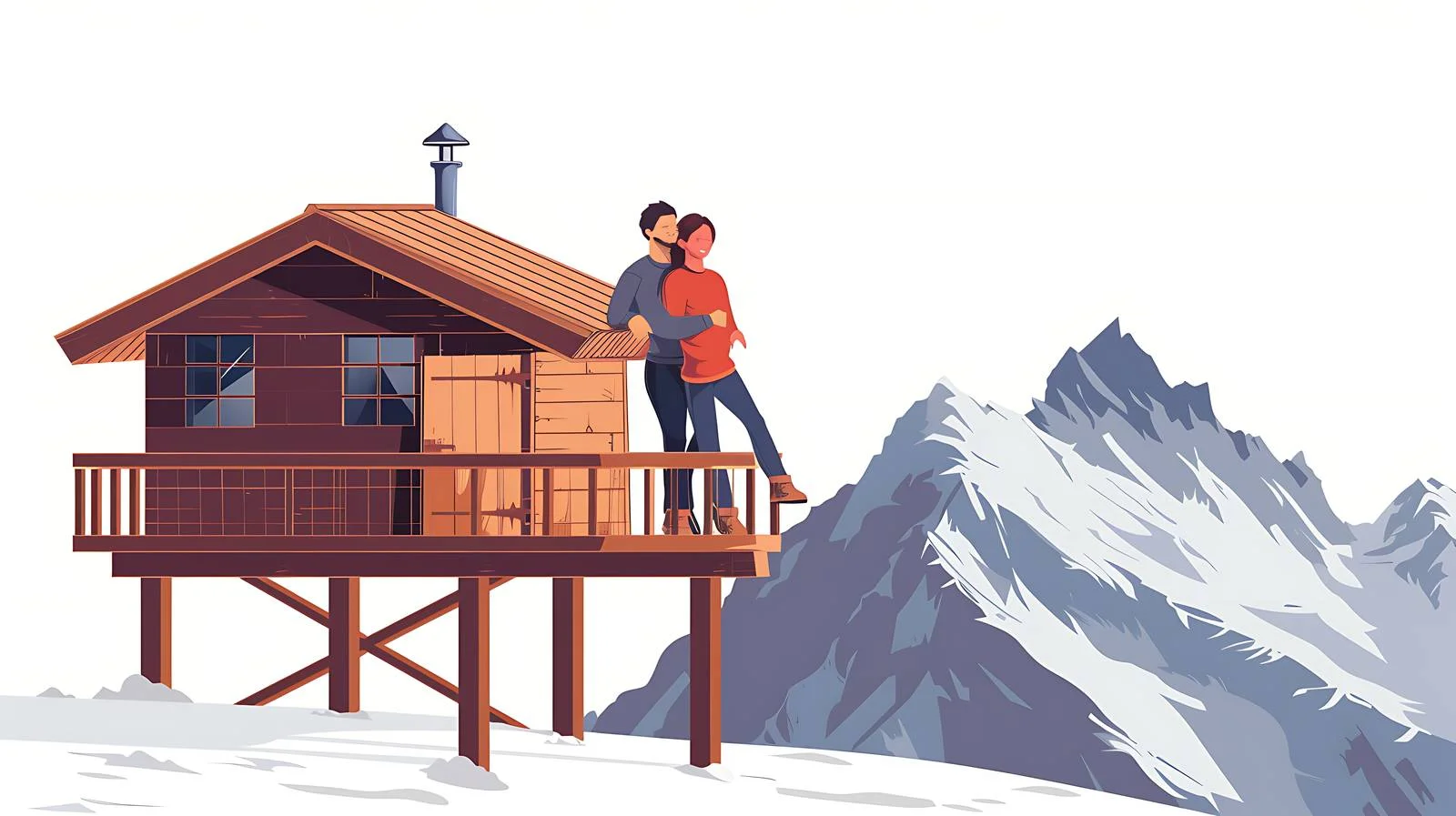 Mountain Hut Couple Smiling Together — free download from Dotvec