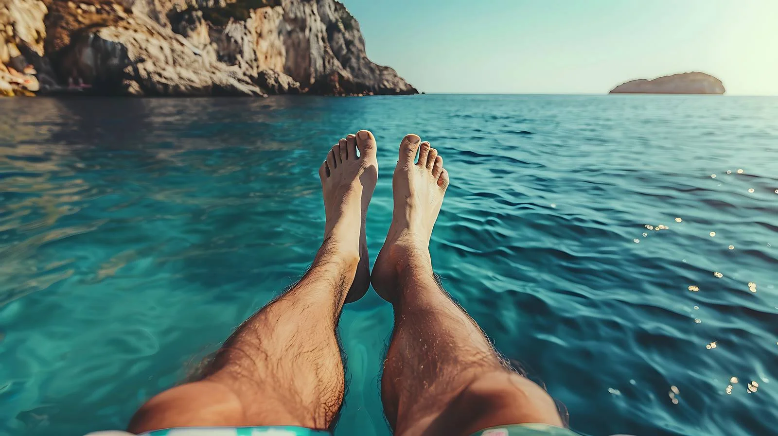 Romantic Couple Legs Overlooking Sea Holding Hands — free download from Dotvec