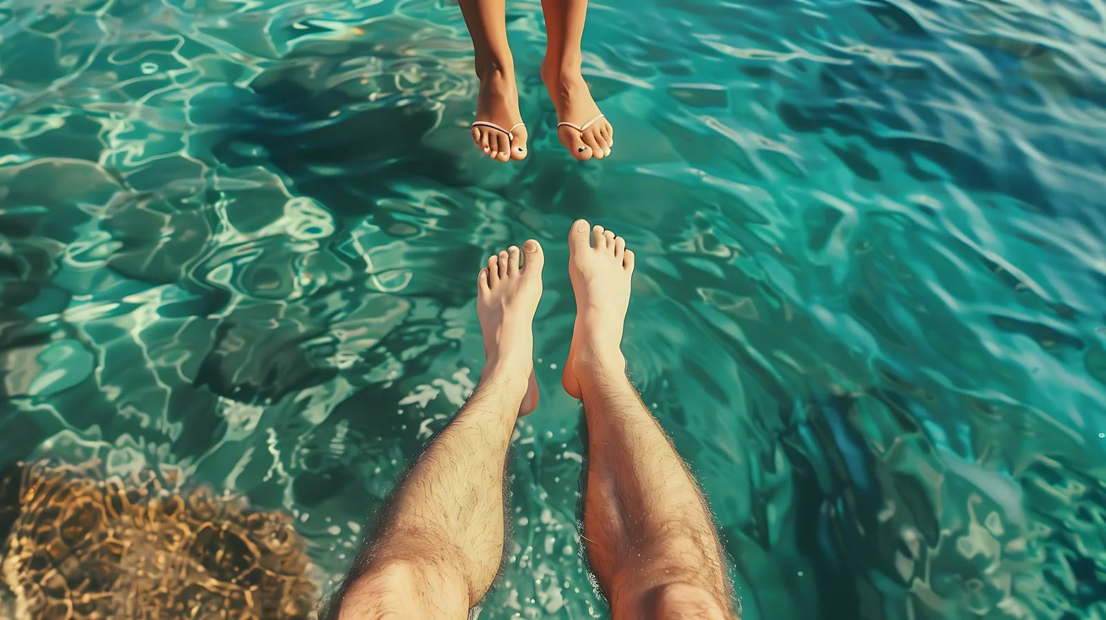 Tranquil couple holding hands over sea — free download from Dotvec