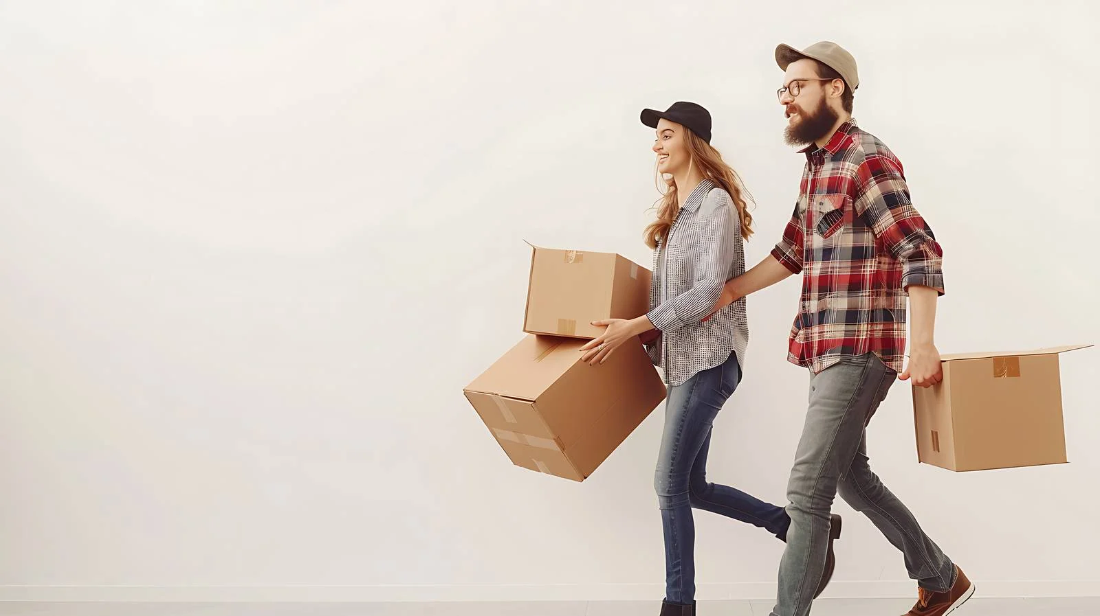 Couple Carrying Cardboard Boxes into New Home — free download from Dotvec