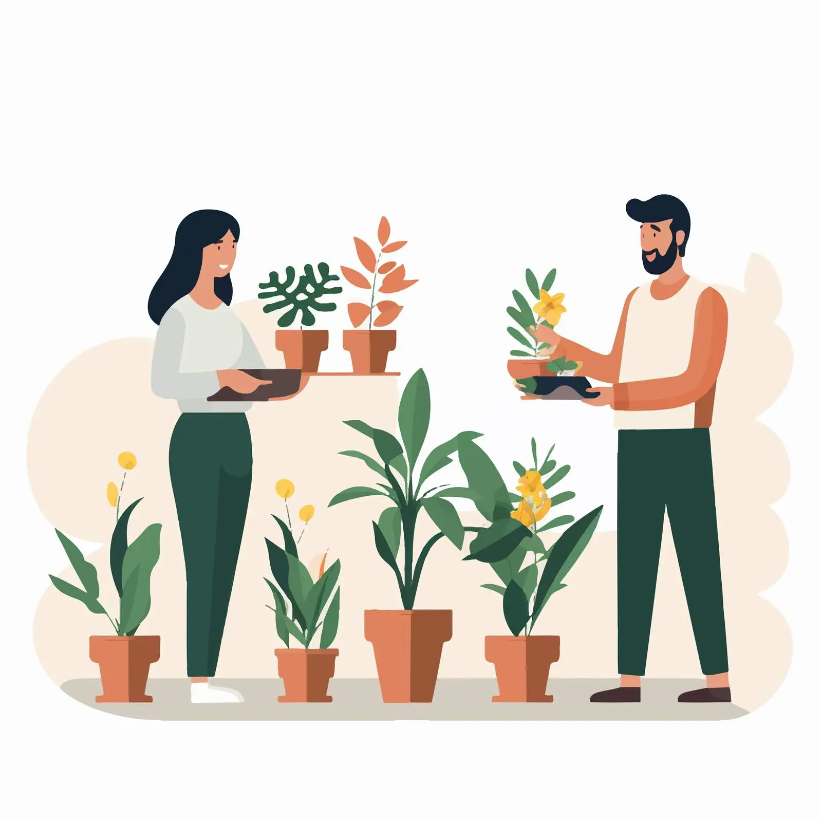 Couple Holding Potted Interior Plants — free download from Dotvec