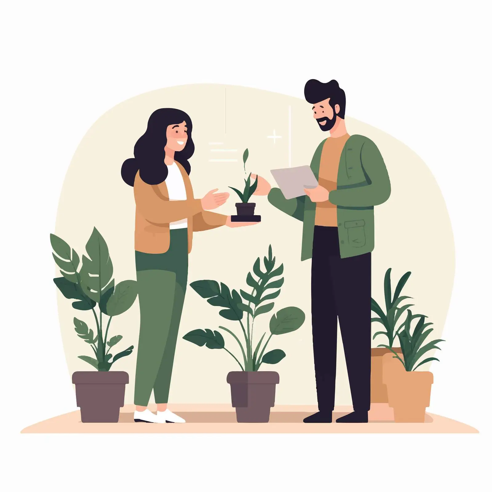 Couple Holding Potted Plants Indoors — free download from Dotvec