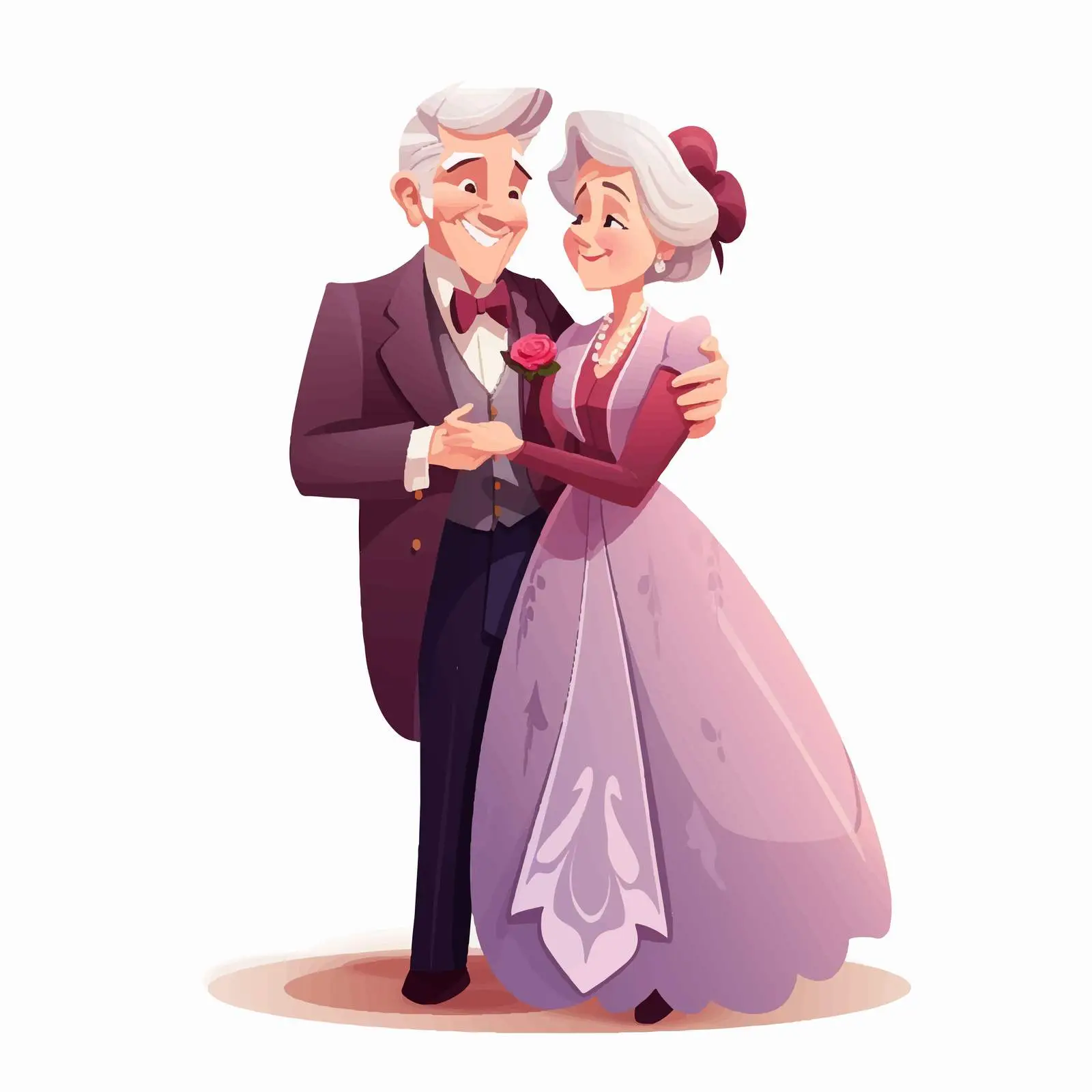 Smiling Elderly Couple Embracing Vectors — free download from Dotvec