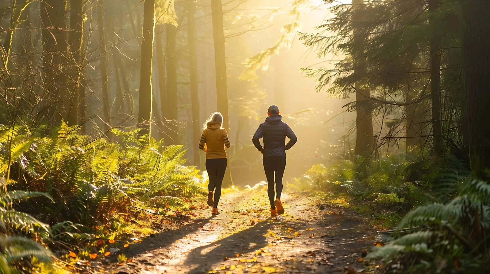 Environmental-conscious couple plogging in woods – free plogging image from Dotvec