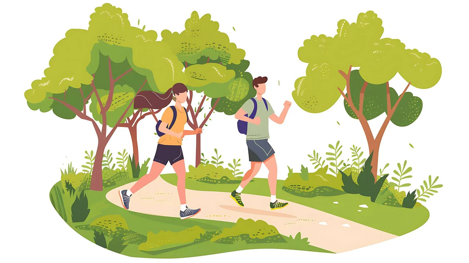 Eco-Couple Plogging Forest Scene — free download from Dotvec