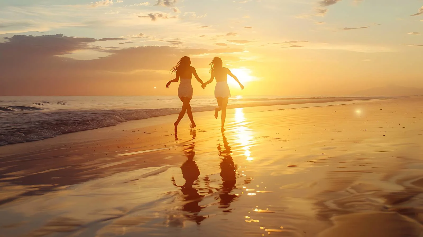 Romantic Beach Run Holding Hands — free download from Dotvec