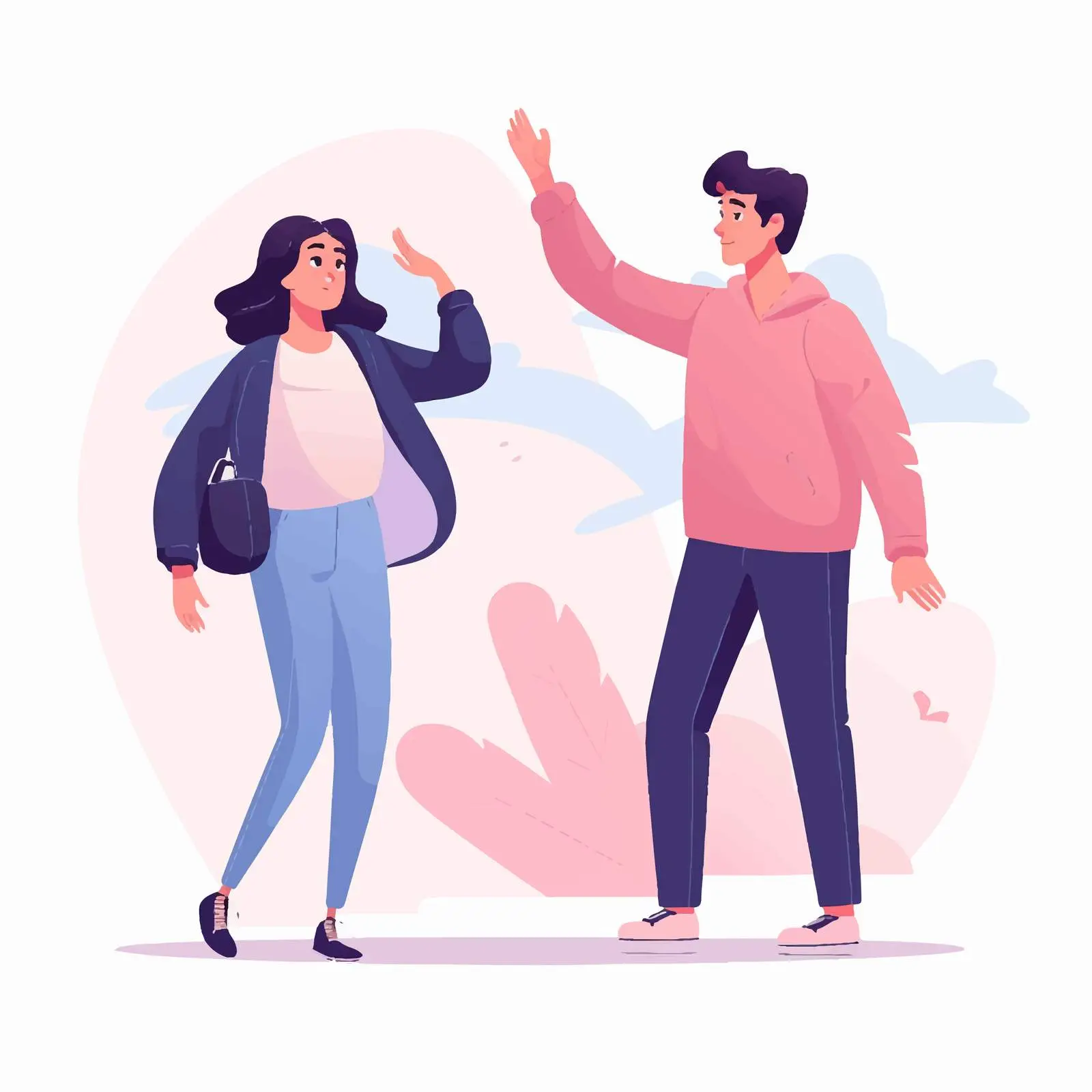 Young Girl and Couple Saying Goodbye Illustration — free download from Dotvec