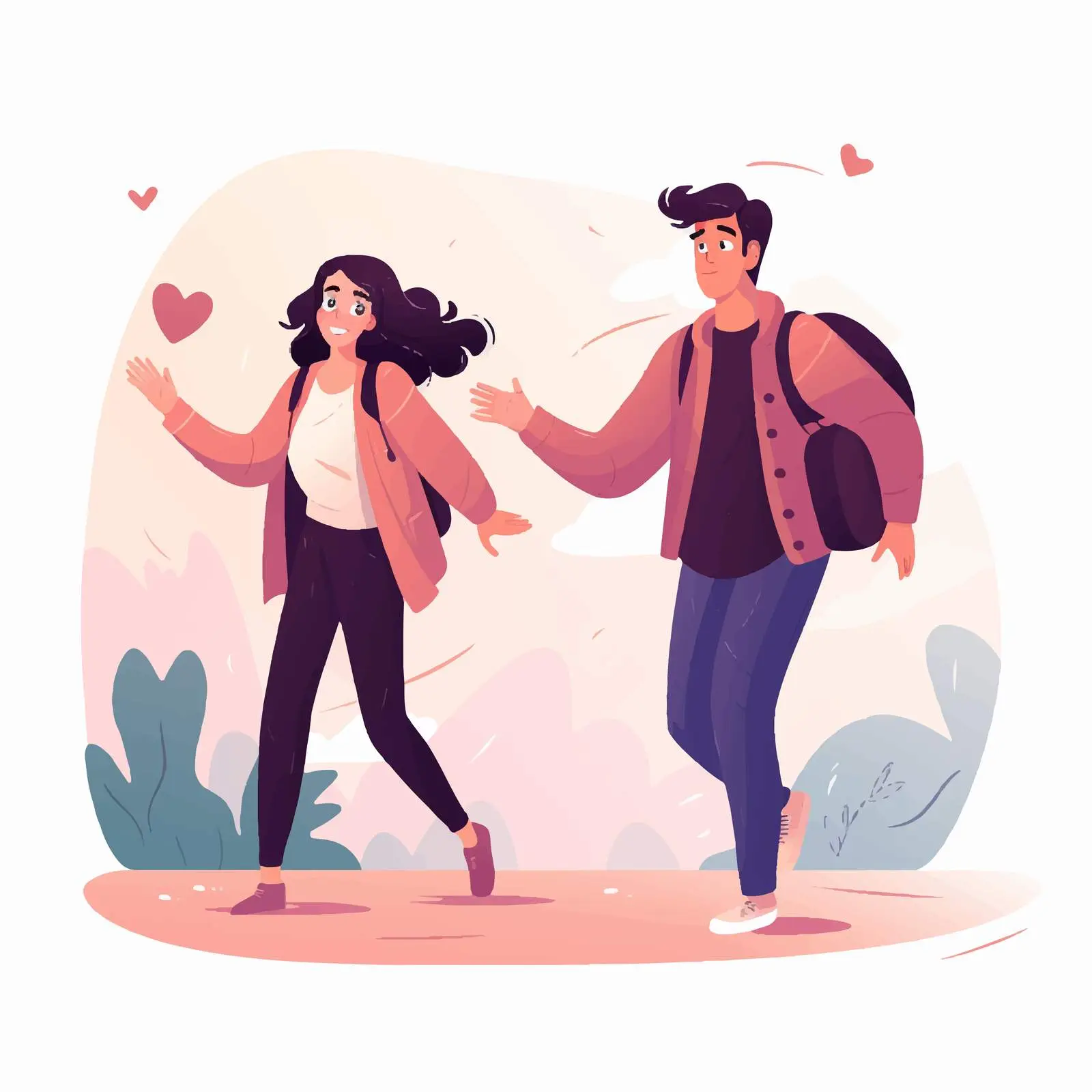 Couple Saying Goodbye Flat Vector Illustration — free download from Dotvec