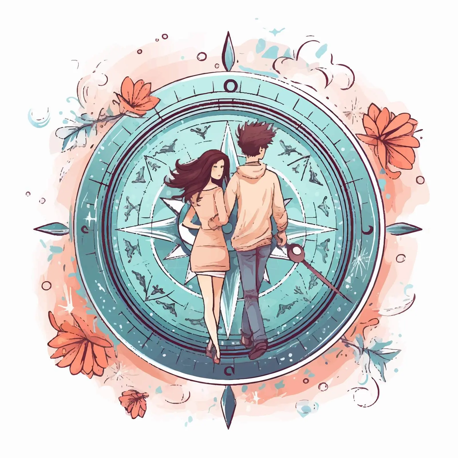 Couple Searching Concept with Love Compass — free download from Dotvec
