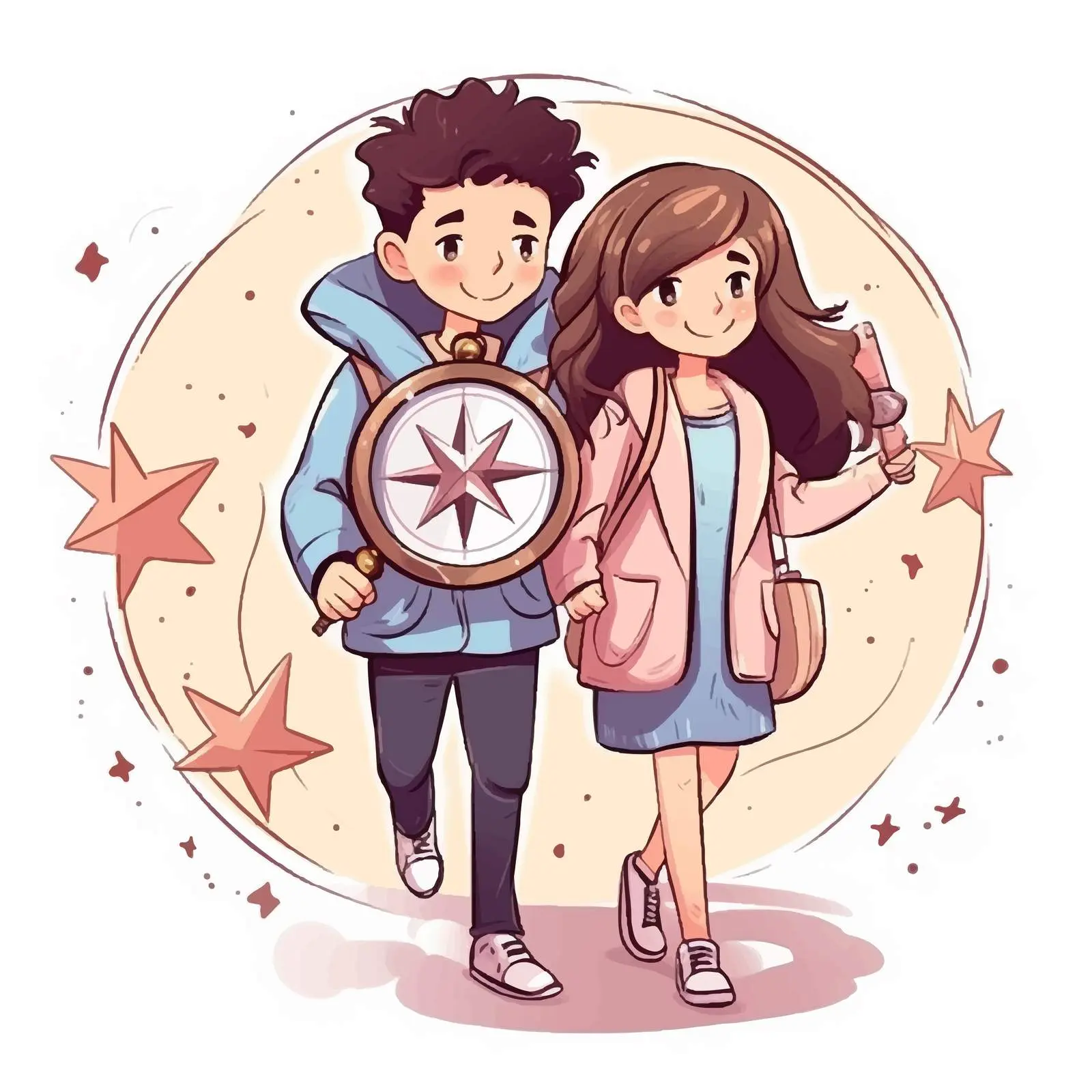 Girl With Love Compass - Couple Search Concept – free cute couple image from Dotvec