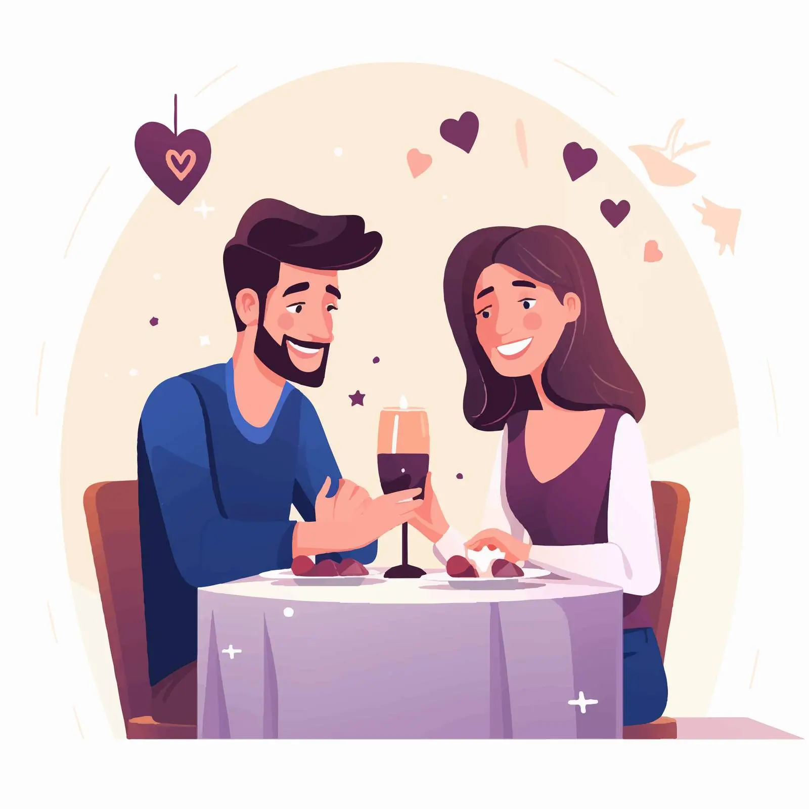 Couple Dining at Restaurant with Gift Box — free download from Dotvec