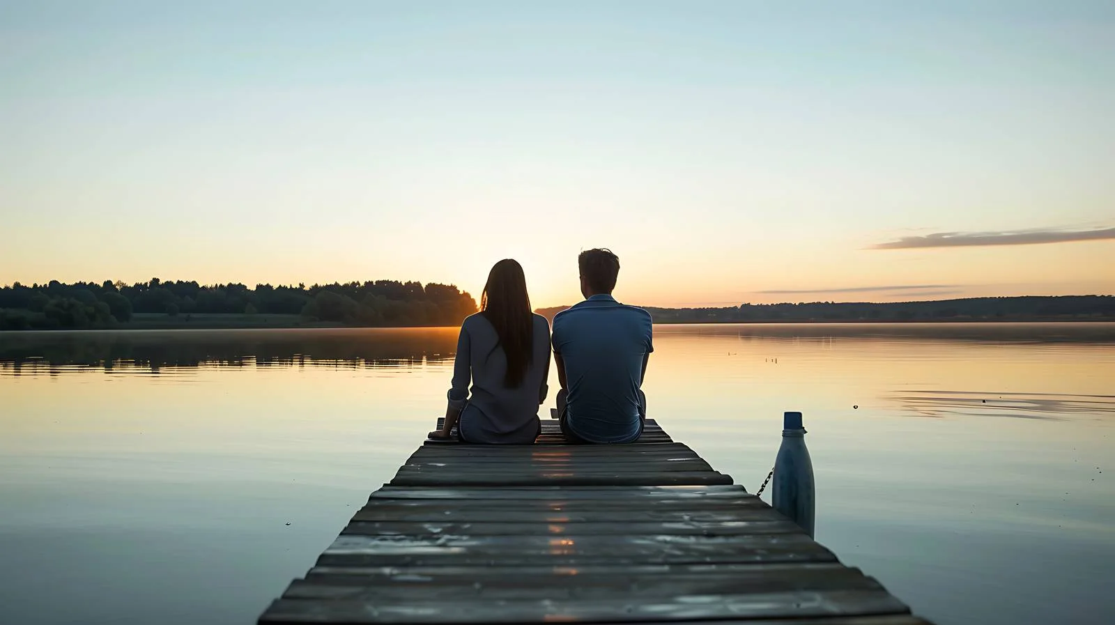 Tranquil Lakeside Couple on Jetty — free download from Dotvec