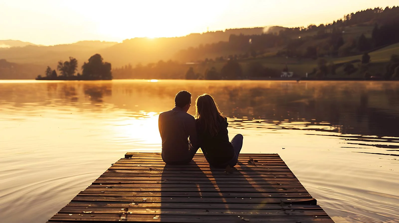 Tranquil Lakeside Couple on Jetty — free download from Dotvec