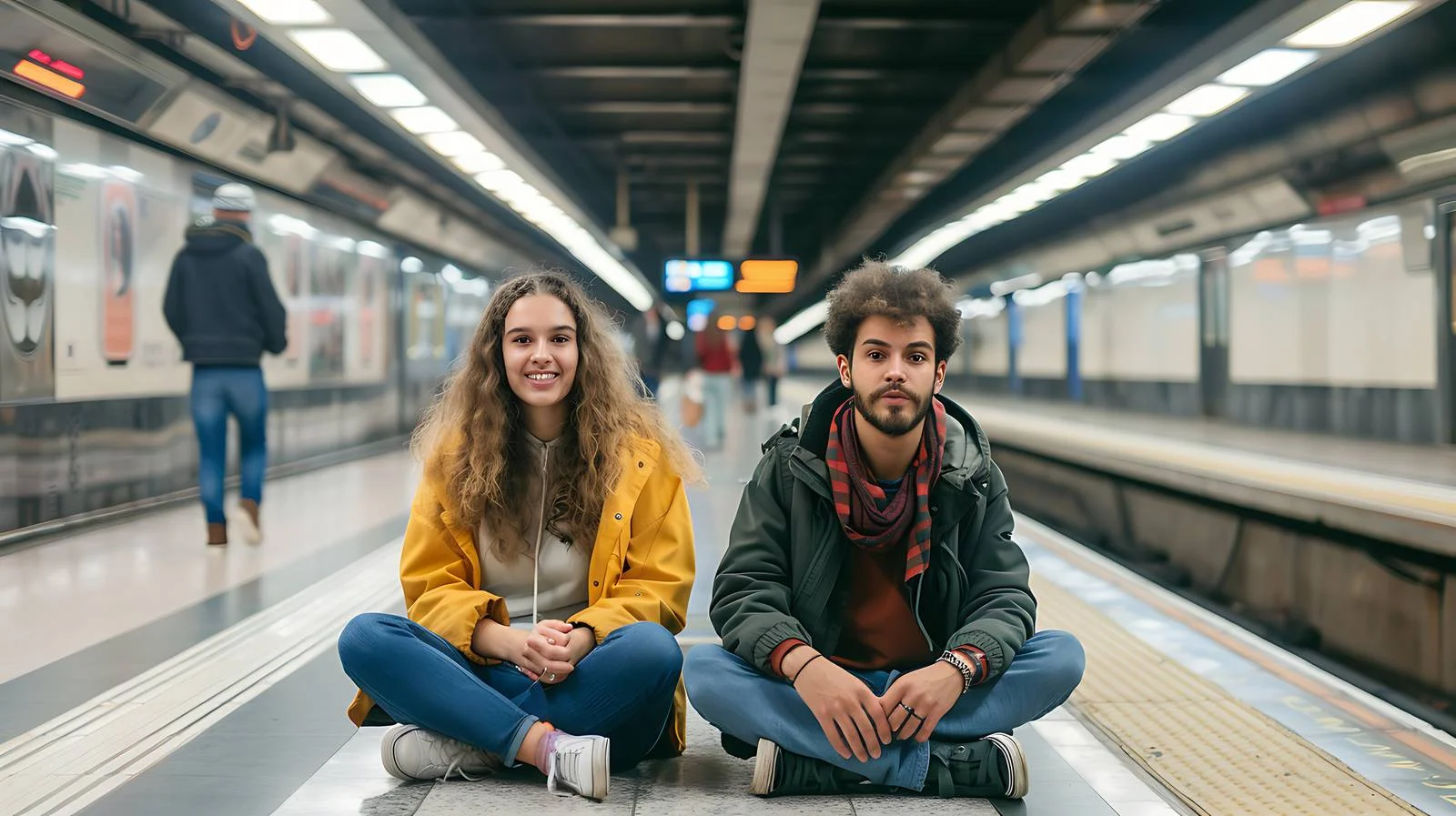 Urban Couple Waiting in Subway Station — free download from Dotvec