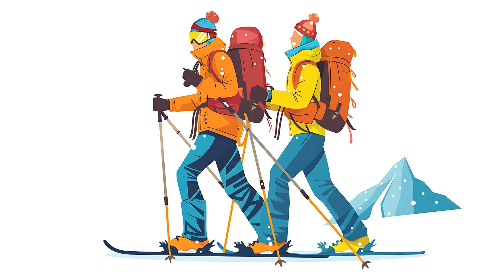 Ski Touring in Tyrolean Mountain Couple — free download from Dotvec