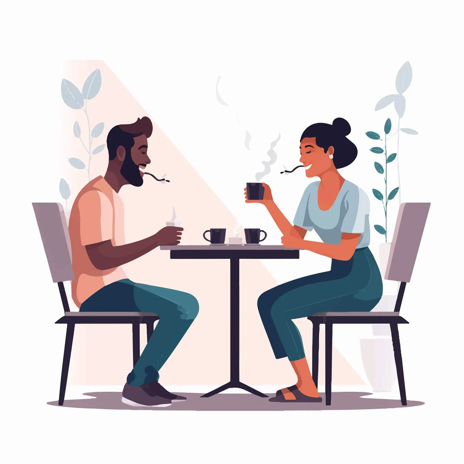 Young Couple Smoking at Bar Table — free download from Dotvec