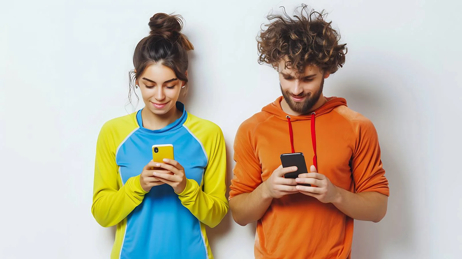 Couple Exercising with Smartphones — free download from Dotvec