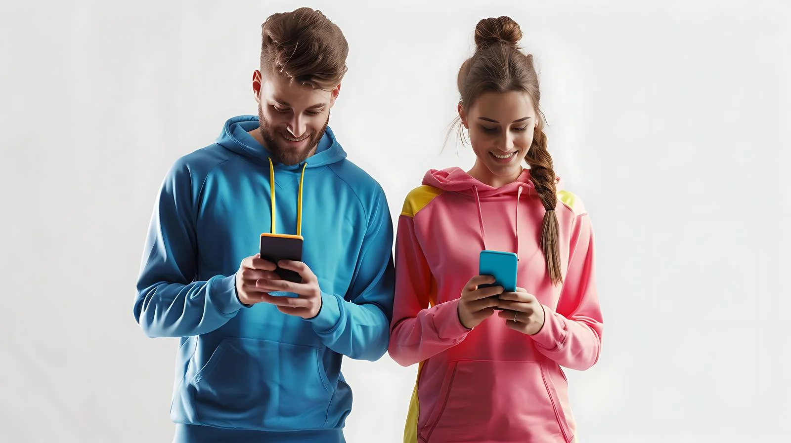 Couple Exercising with Smartphones — free download from Dotvec