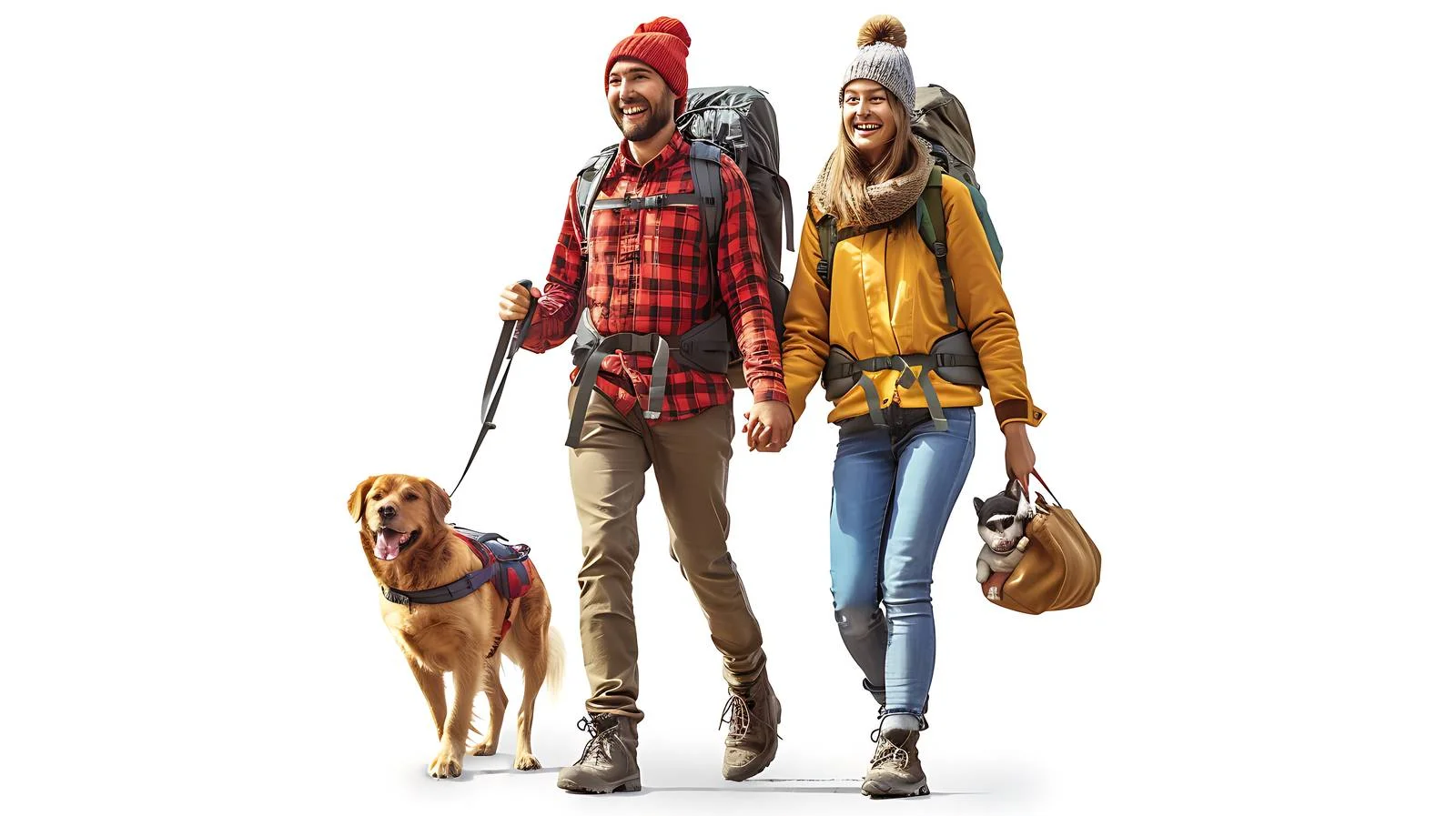 Hiking Couple with Dog in Forest — free download from Dotvec