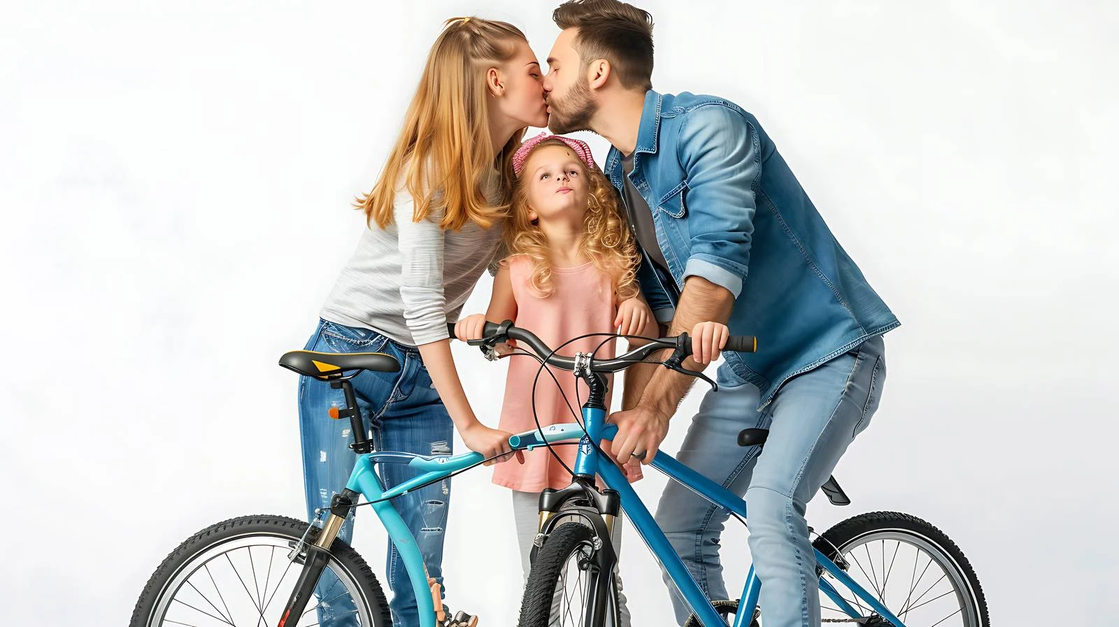 Family Cycling Kiss — free download from Dotvec