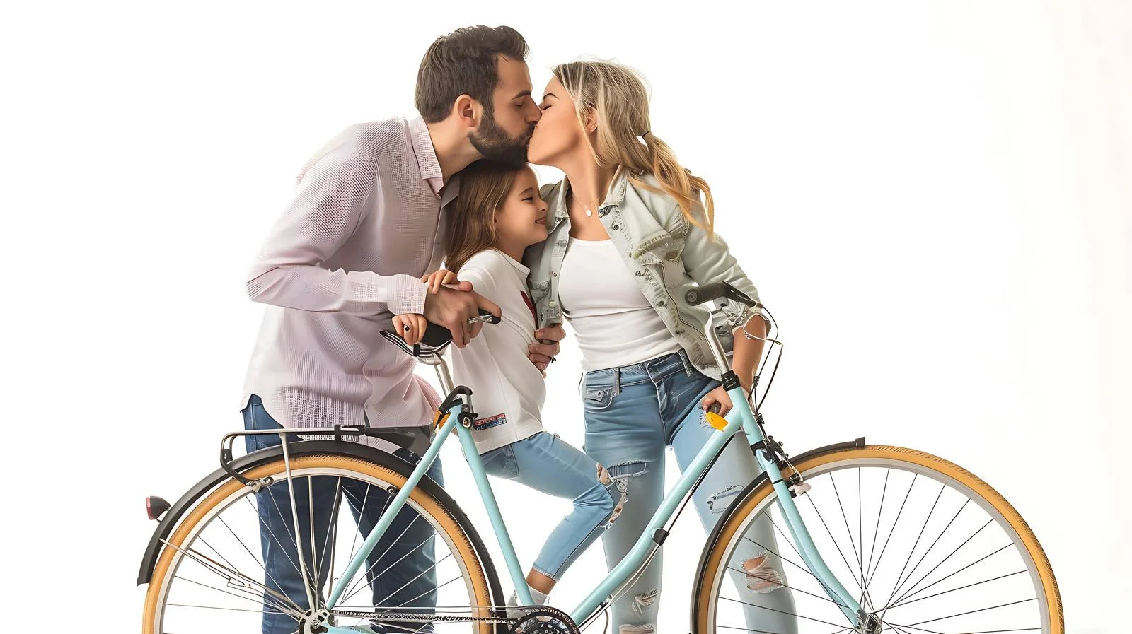 Family Kisses Outdoor with Bicycles — free download from Dotvec