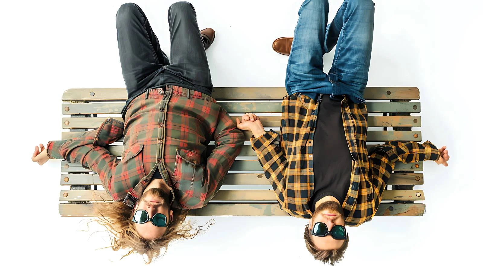 Relaxed Couple with Sunglasses on Bench — free download from Dotvec