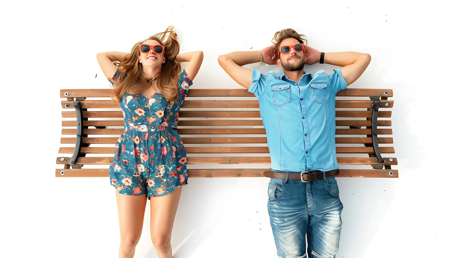 Relaxed Couple on Bench with Sunglasses — free download from Dotvec
