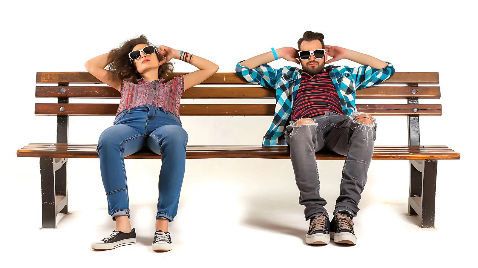 Relaxed Couple on Bench with Sunglasses — free download from Dotvec