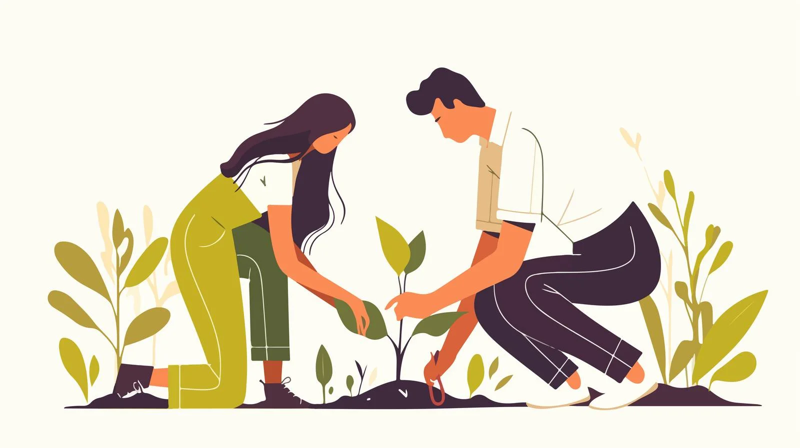 Progressive Tree Care by Couple Vector Illustration — free download from Dotvec