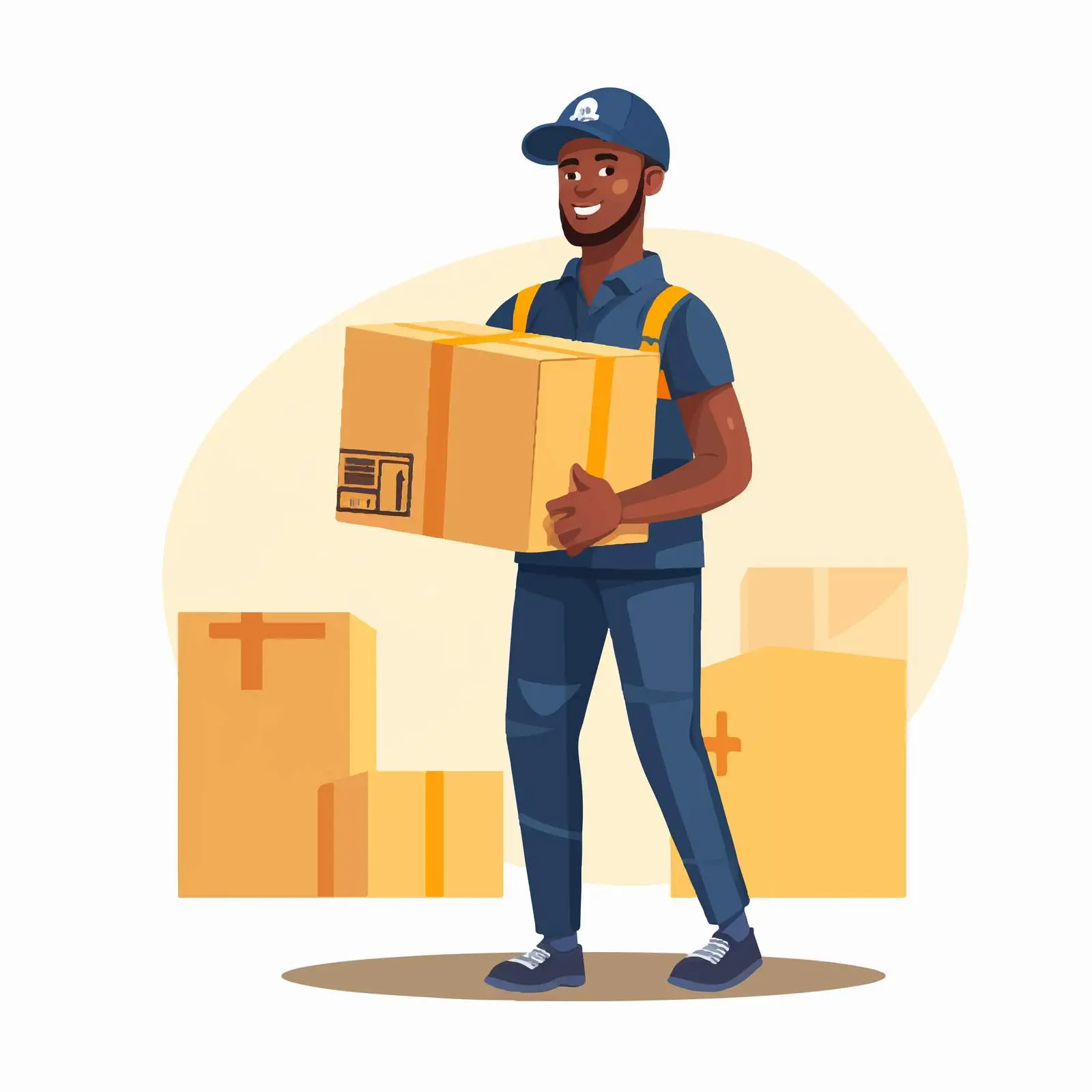 Courier Carrying Cardboard Box in Warehouse – free inventory image from Dotvec