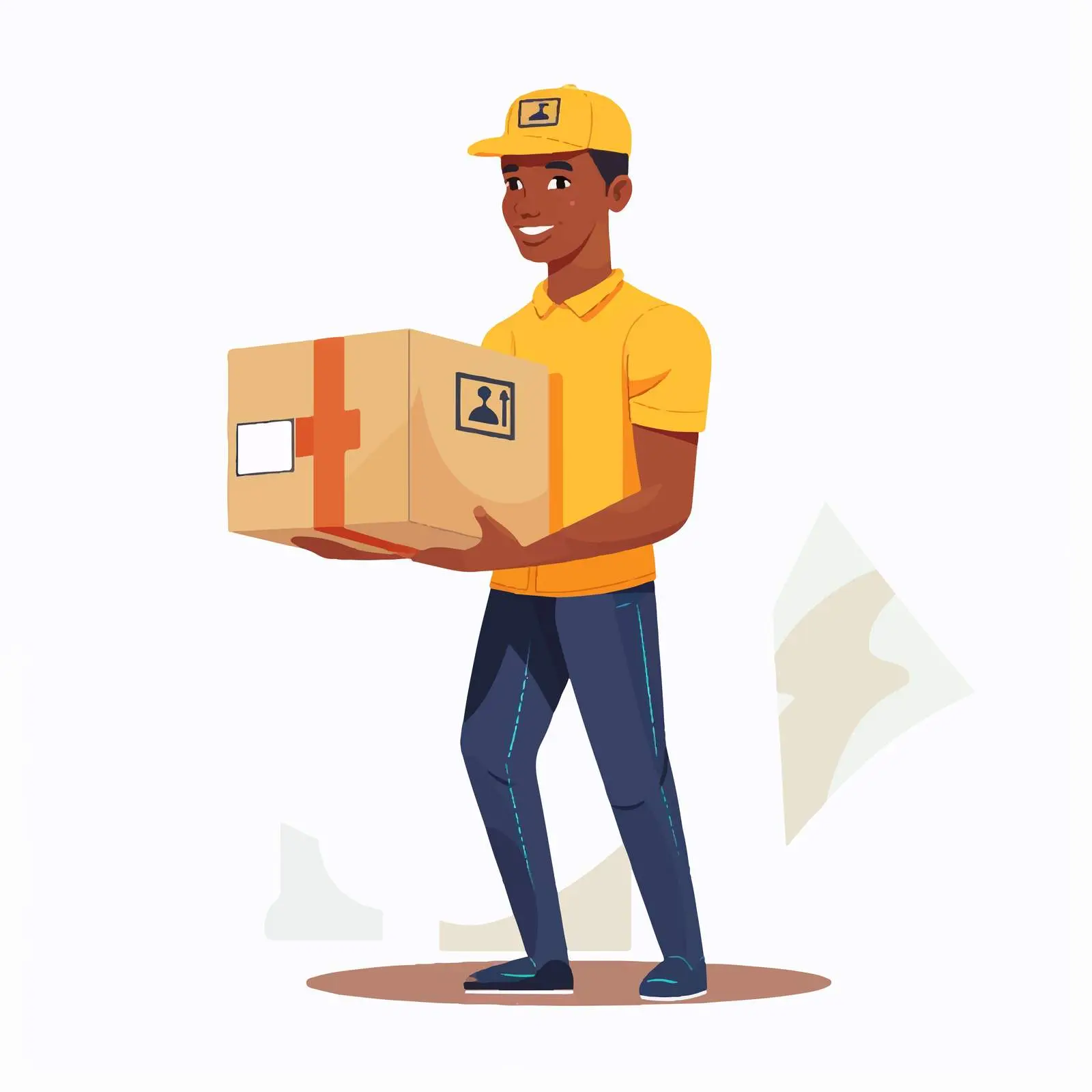 Courier Holding Cardboard Box in Warehouse – free parcel image from Dotvec