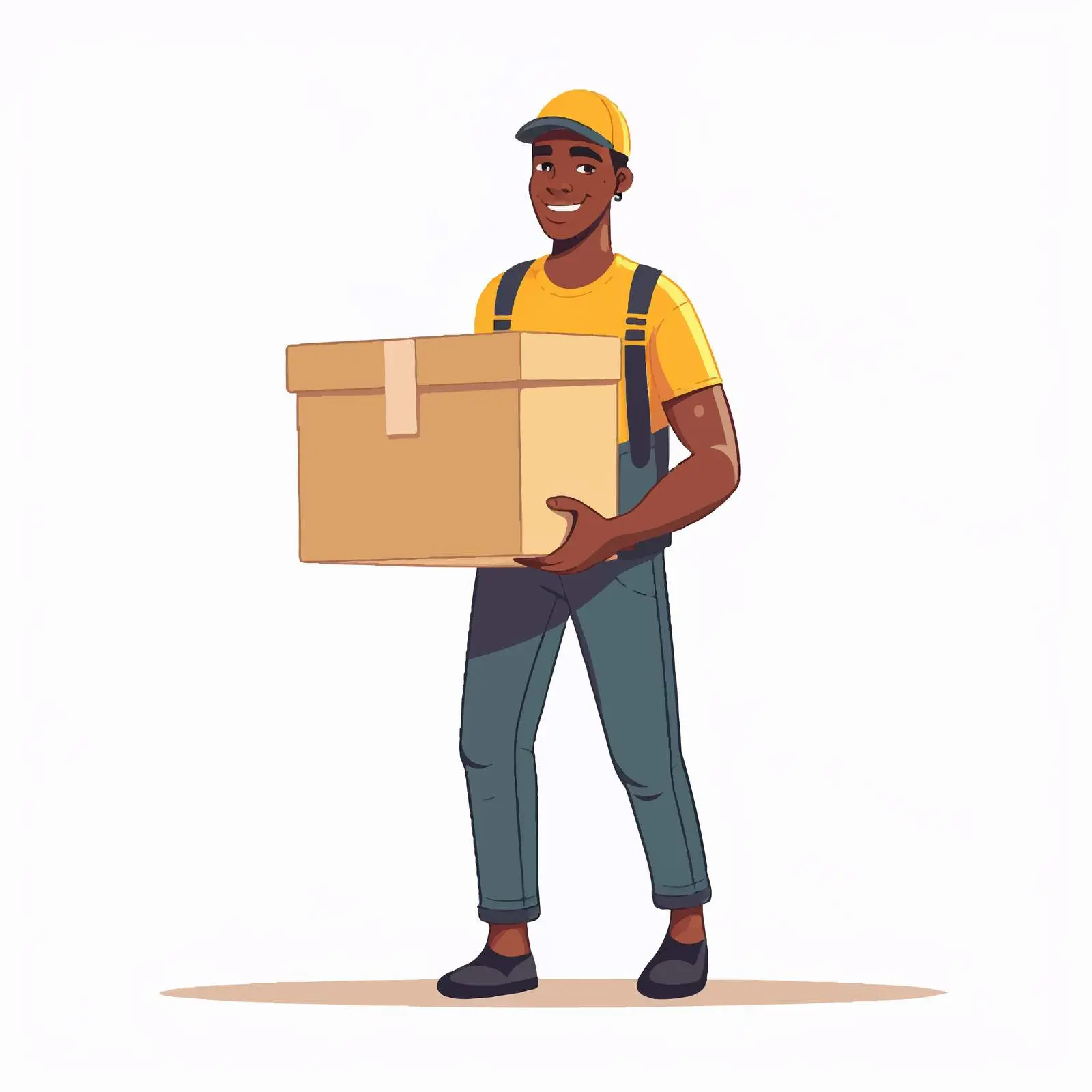 Courier with Cardboard Box in Warehouse – free inventory image from Dotvec