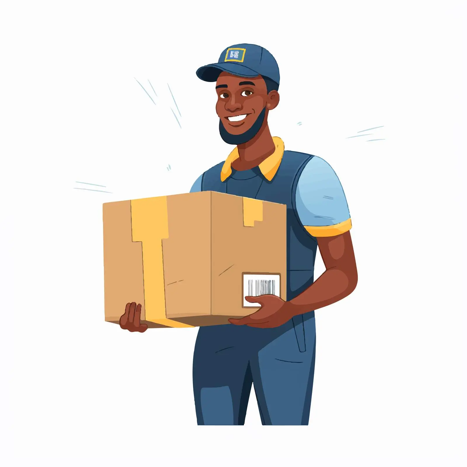 Courier with Cardboard Box in Warehouse Setting – free inventory image from Dotvec