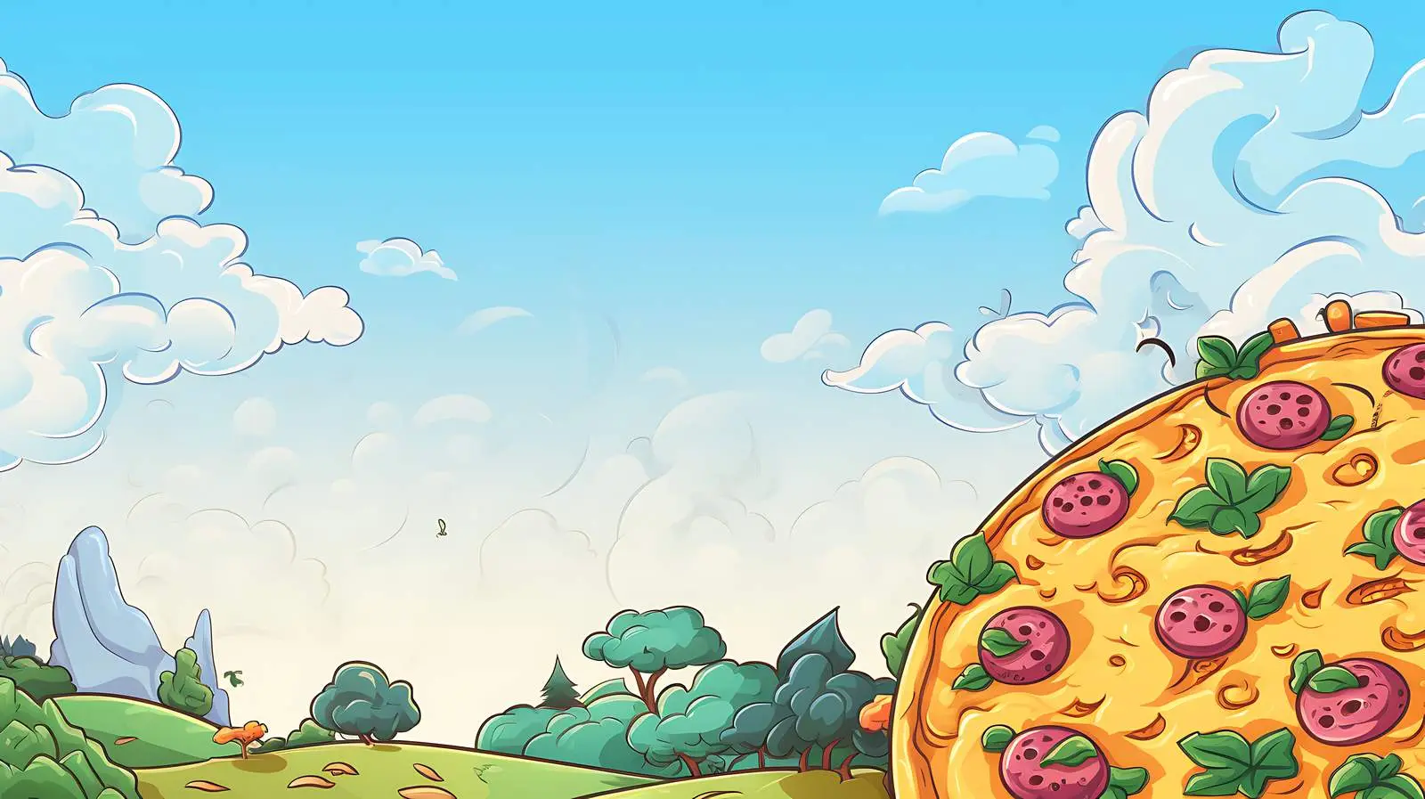 Cartoon Pizza Cover Layout Design — free download from Dotvec