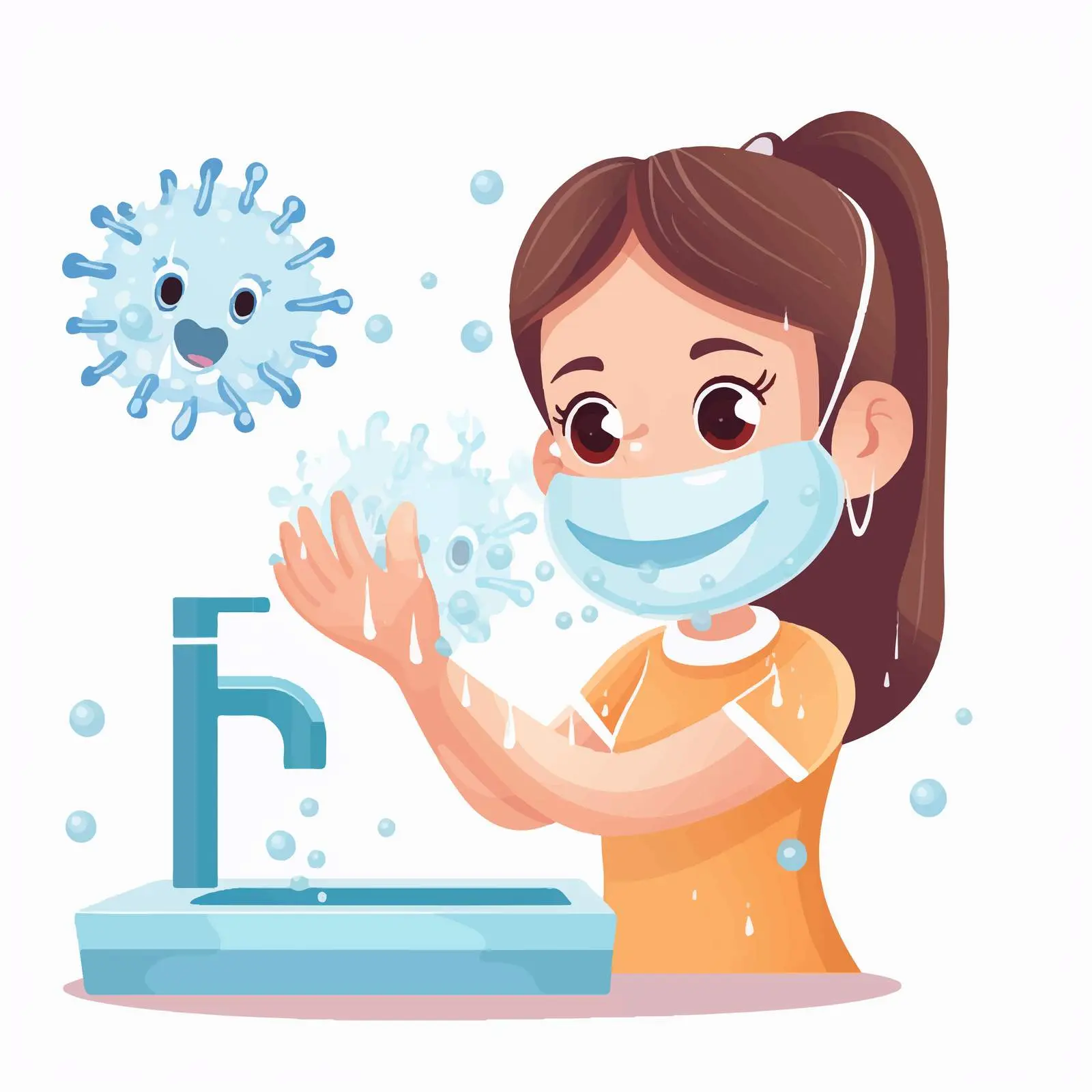 Girl Washing Hands - COVID Safe Design — free download from Dotvec