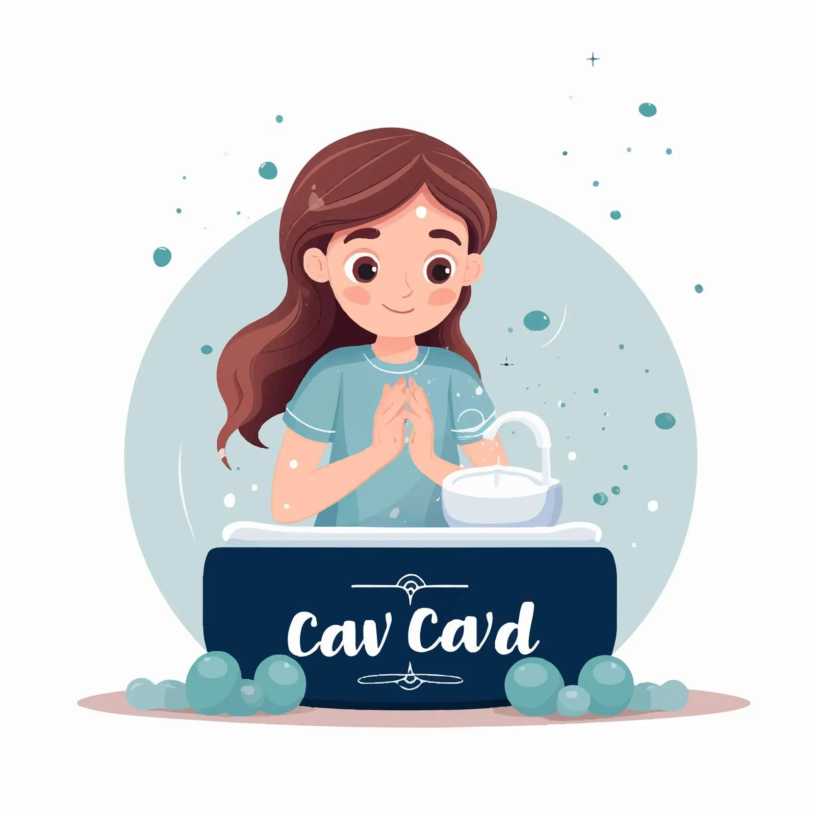 Girl Washing Hands for COVID Safety Illustration — free download from Dotvec